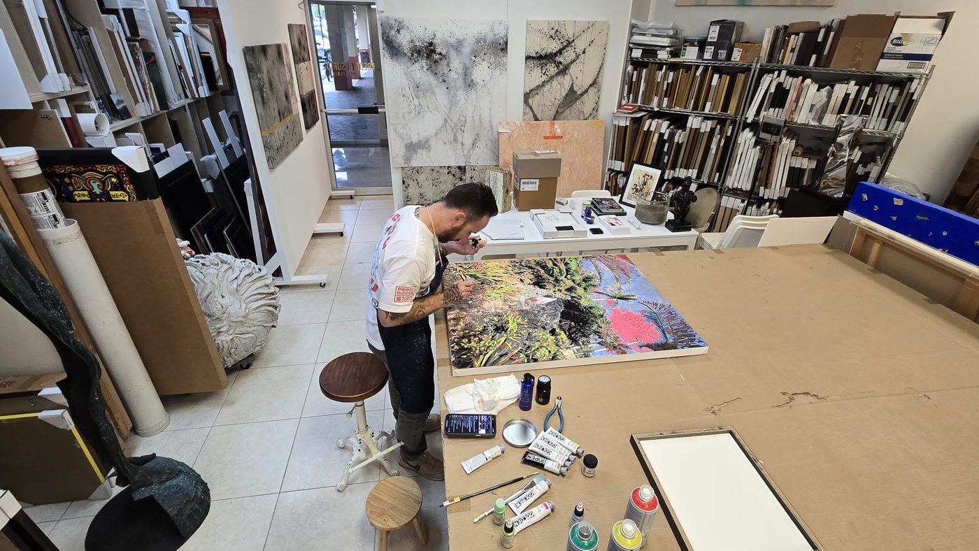 Carlos Lopez working in his studio